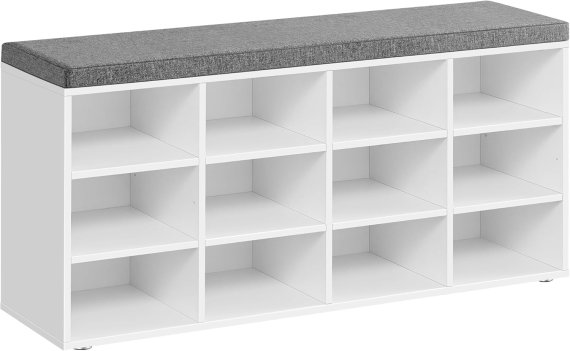 Lavica (botník) Maki 30x104x48 cm, biela a sivá