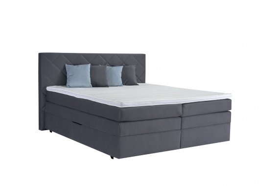 Boxspring Atika v rozmere 180x200 cm, v poťahu Amore 32, s topperom, s vankúšikmi
