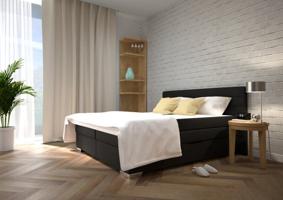 Boxspring Maria v rozmere 180x200 cm, v poťahu Sirius Black, interiér