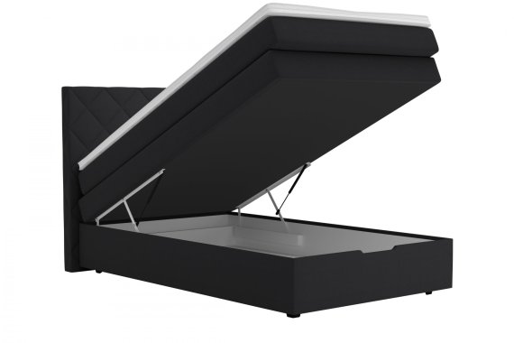 Boxspring Atika v rozmere 120x200 cm, v poťahu Enjoy 25 Black, ukážka úložného priestoru