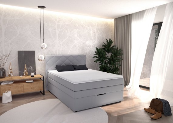 Boxspring Atika v rozmere 140x200 cm, v poťahu Enjoy 21 Grey, interiér