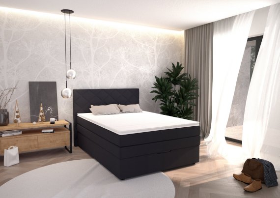 Boxspring Atika v rozmere 120x200 cm, v poťahu Enjoy 25 Black, interiér