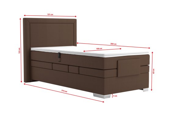 Boxspring Margo v rozmere 100x200 cm, v poťahu Enjoy 4 Brown, rozmery