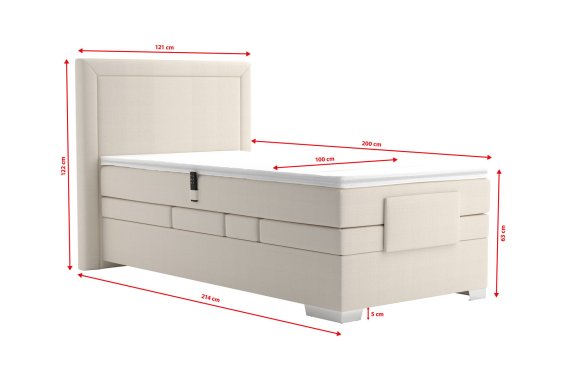 Boxspring Margo v rozmere 100x200 cm, v poťahu Enjoy 1 Beige, rozmery