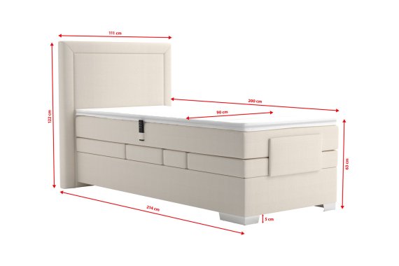 Boxspring Margo v rozmere 90x200 cm, v poťahu Enjoy 1 Beige, rozmery
