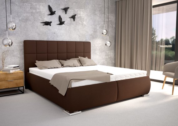 Dvojlôžko Sanza v rozmere 180x200 cm, v poťahu Savoy 25 Choco, interiér