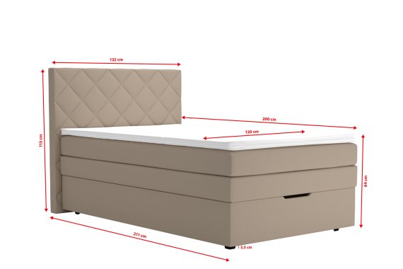 Boxspring Atika v rozmere 120x200 cm, v poťahu Enjoy 2 Camel, rozmery