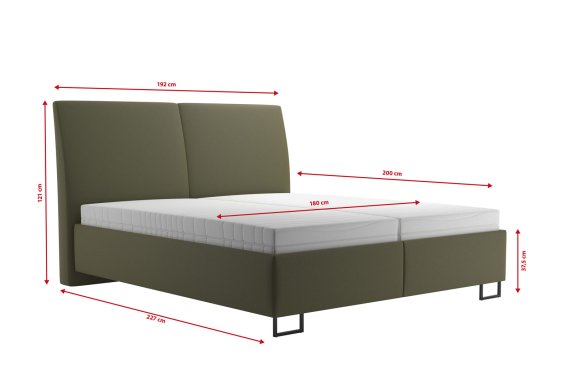 Dvojlôžko Margaret v rozmere 180x200 cm, v poťahu Prima 10 Olive, rozmery