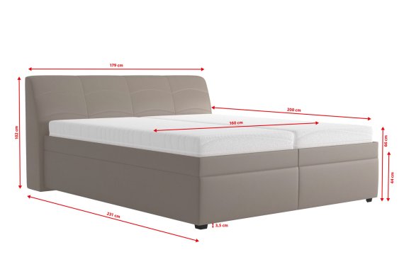 Dvojlôžko Merkúr v rozmere 160x200 cm, v poťahu Loft Taupe, rozmery