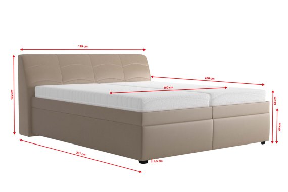 Dvojlôžko Merkúr v rozmere 160x200 cm, v poťahu Prima 2 Beige, rozmery