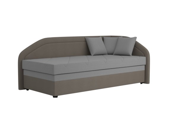 Válenda Rodrigo do pravého rohu v rozmere 90x200 cm, v poťahu Enjoy 23 Ash / Loft Coffee, dekoračné vankúšiky