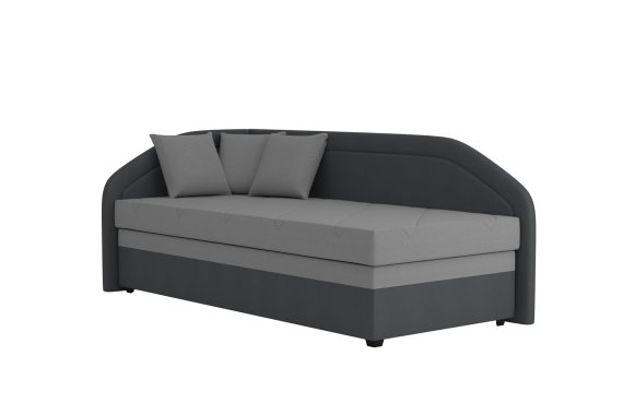 Válenda Rodrigo do ľavého rohu v rozmere 90x200 cm, v poťahu Enjoy 23 Ash / Loft Grey, dekoračné vankúšiky