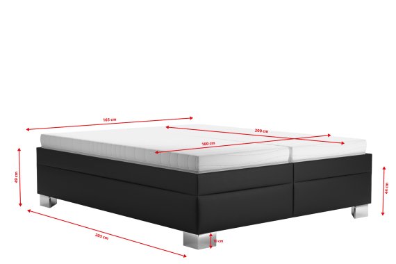 Dvojlôžko Nadia v rozmere 160x200 cm, v poťahu Loft Black, rozmery