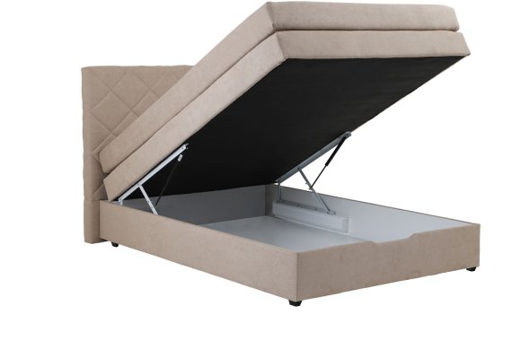 Boxspring Lyra v rozmere 140x200 cm, v poťahu Enjoy 2 Camel, úložný priestor
