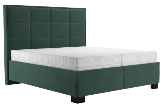 Dvojlôžko Sabrina v rozmere 180x200 cm, v poťahu Tiffany 10 DK Green, s matracmi