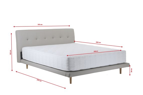 Dvojlôžko Darja v rozmere 180x200 cm, v šedej eco koži, rozmery