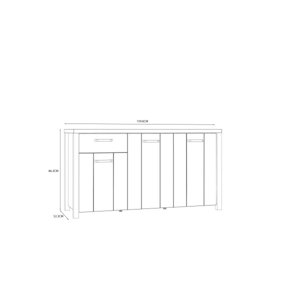 Komoda Blore 160 cm, čierna, hnedá, rozmery