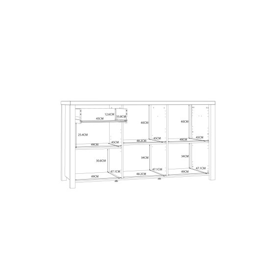 Komoda Blore 160 cm, čierna, hnedá, rozmery