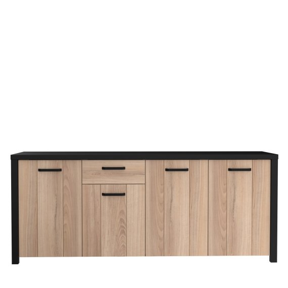Komoda Blore 210 cm, čierna, hnedá
