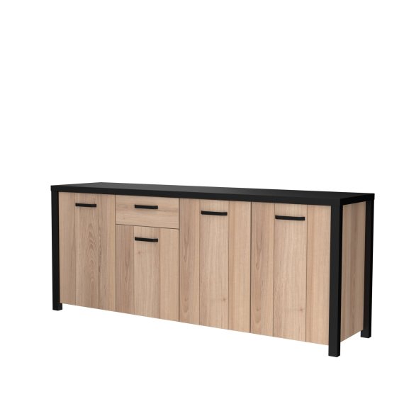 Komoda Blore 210 cm, čierna, hnedá