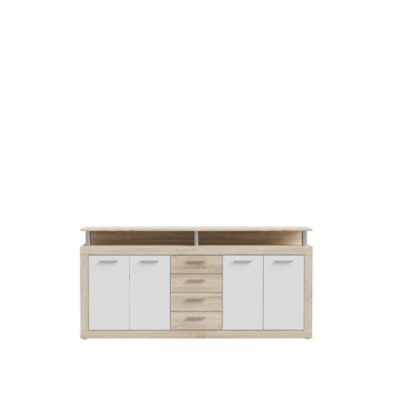 Komoda Kasa 198x94x36 cm, dub sonoma, biela