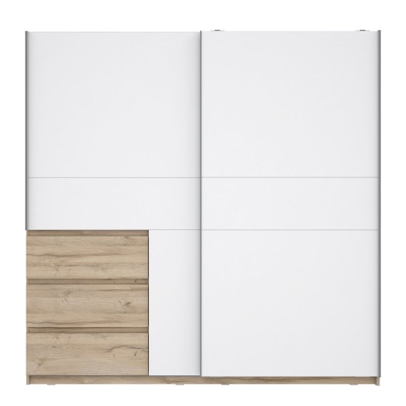Šatníková skriňa Koya, biela, bielený dub