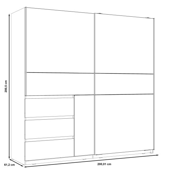 Šatníková skriňa Koya, biela, bielený dub, rozmery