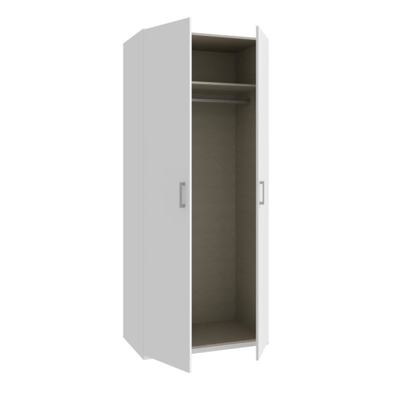 Šatníková skriňa Ekon, výška 210 cm, biela, otvorená