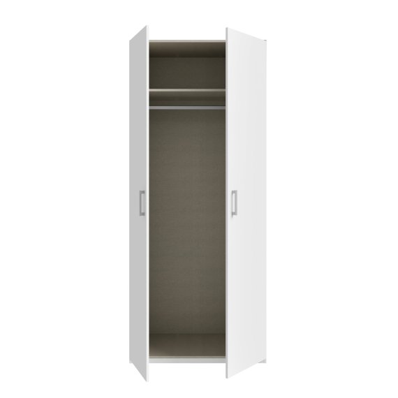 Šatníková skriňa Ekon, výška 210 cm, biela, otvorená