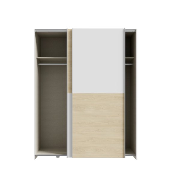 Skriňa Salk 150 cm, biela a dub sonoma, otvorená