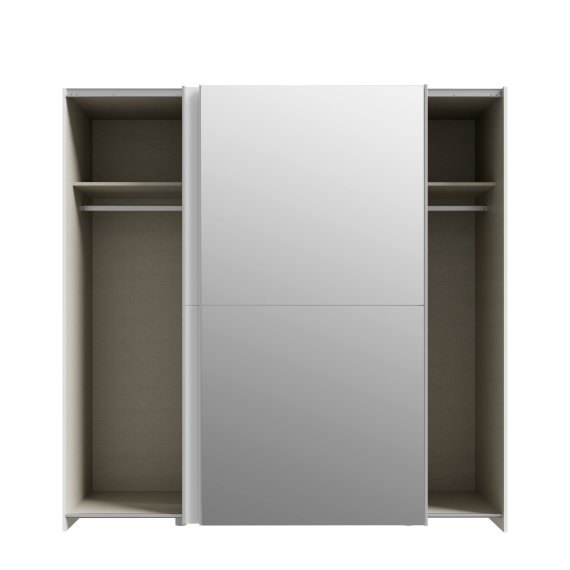 Šatníková skriňa Salk so zrkadlom 190 cm, biela, otvorená