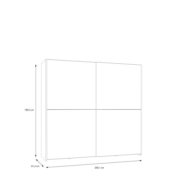 Skriňa Salk 200 cm, biela, rozmery