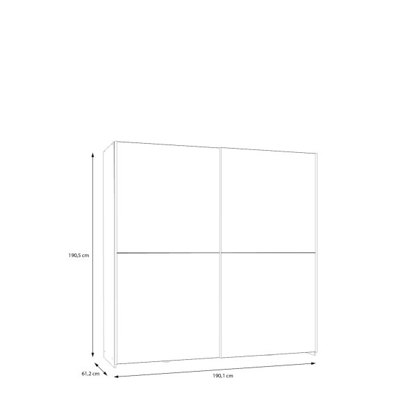 Skriňa Salk 200 cm, biela a dub sonoma, rozmery