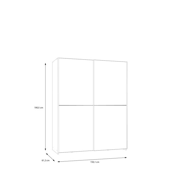 Skriňa Salk 150 cm, biela, rozmery