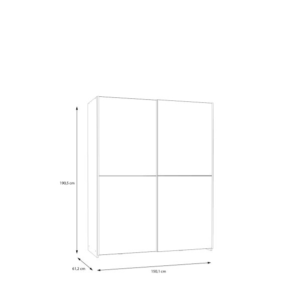 Skriňa Salk so zrkadlom 150 cm, biela, rozmery