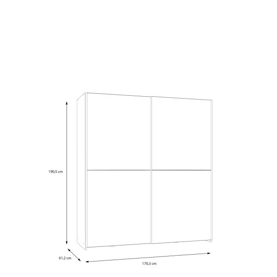 Šatníková skriňa Salk 170 cm, biela, rozmery