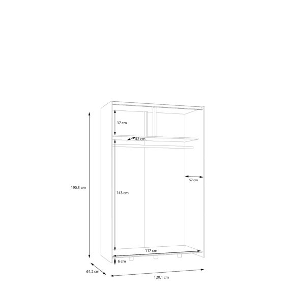 Skriňa Salk 120 cm, biela, rozmery