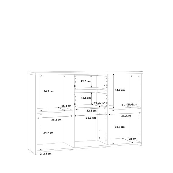 Komoda Kvad, 114x78 cm, biela a dub sonoma, rozmery