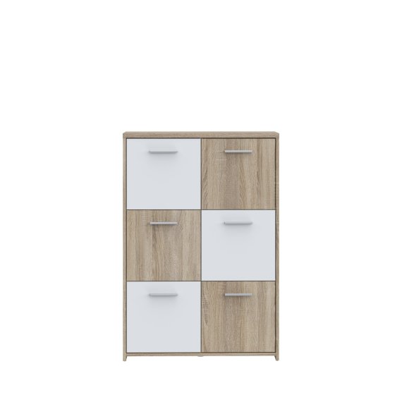 Komoda Kvad 77x113 cm, biela a dub sonoma