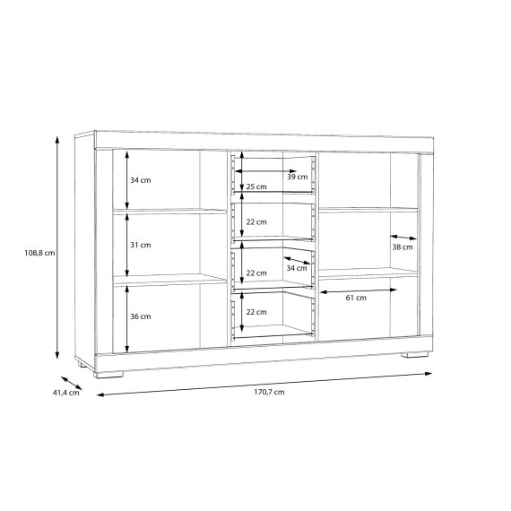 Komoda Snore 171x109 cm, biela, rozmery