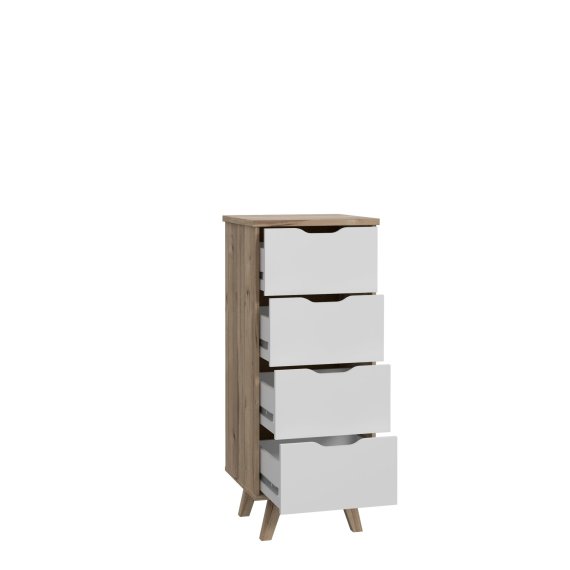 Komoda Vaur 45x109 cm, biela a dub sonoma, otvorená