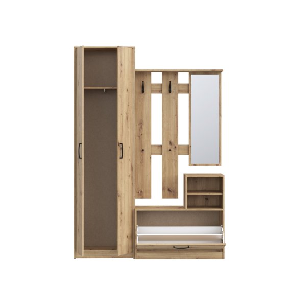 Predsieňový set Nipo 135x191x28 cm, dub artisan, otvorený