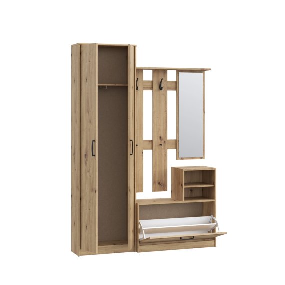 Predsieňový set Nipo 135x191x28 cm, dub artisan, otvorený