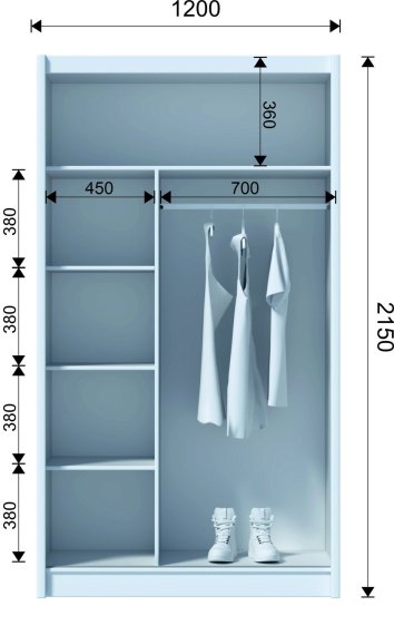 Šatníková skriňa Mulet s posuvnými dverami 120x215x61 cm, čierna, rozmery