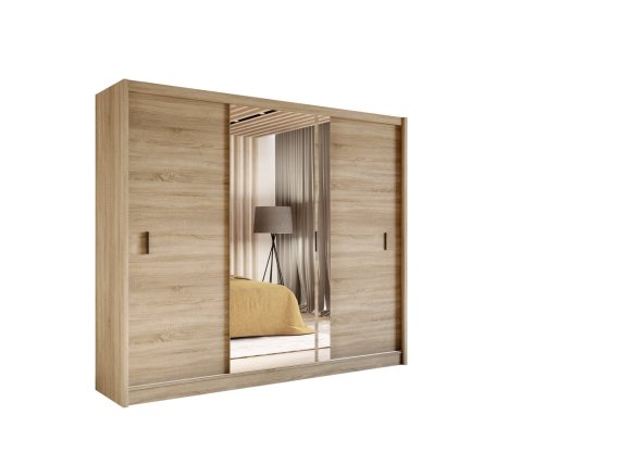 Šatníková skriňa Oskol s posuvnými dverami 250x215x61 cm, dub sonoma