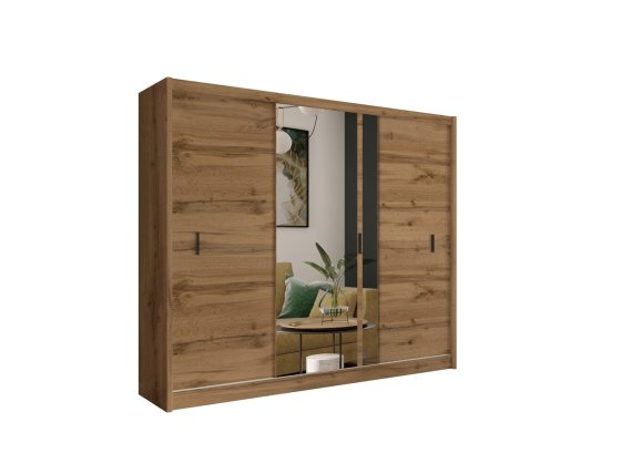 Šatníková skriňa Oskol s posuvnými dverami 250x215x61 cm, dub wotan