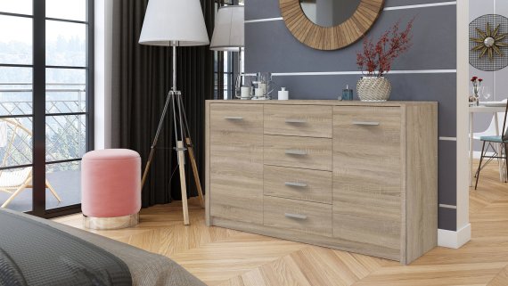 Komoda Oskol 140x83x45 cm, dub sonoma, interiér