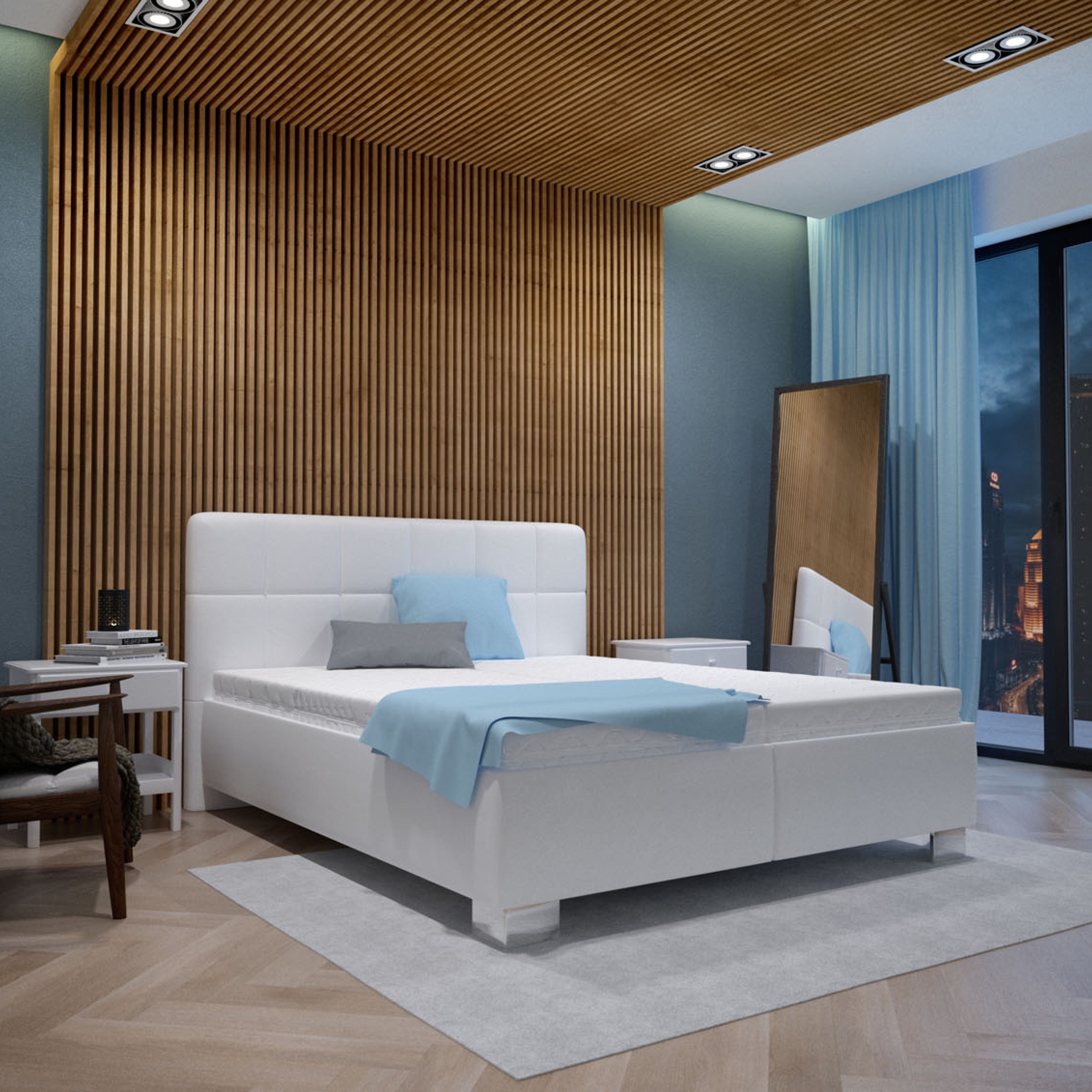 Dvoulůžko Kelly v rozměru 160x200 cm, v potahu Loft 1, interiér