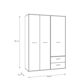 Skříň Mokar se šuplíky, bílá, rozměry