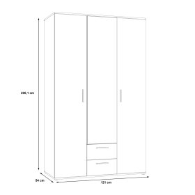 Skriňa Nant so šuplíkmi a zrkadlom, dub sonoma, rozmery